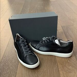 Ecco Men's Black Leather Casual Sneakers Size 47